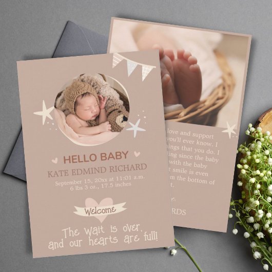 Geboorte Stat Baby Geboorte Aankondiging Foto Dank