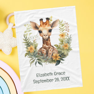 Geboorte Stat Baby Giraffe Jungle Bloem Baby Deken