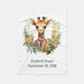 Geboorte Stat Baby Giraffe Oerwoud Bloem Baby Deke Fleece Deken (Voorkant)