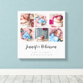 Geboorte Stat Foto Collage Wit Canvas Afdruk (Insitu (Houten vloer))