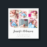 Geboorte Stat Foto Collage Wit Canvas Afdruk<br><div class="desc">Geboortestaat aankondiging foto print,  perfect voor de pasgeboren bundel van vreugde.</div>