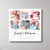 Geboorte Stat Foto Collage Wit Canvas Afdruk (Voorkant)