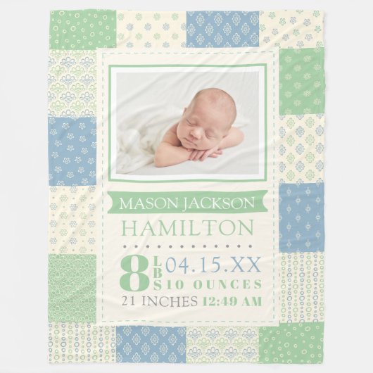Geboorte Statistieken Foto Baby Fleece Deken (Voorkant)