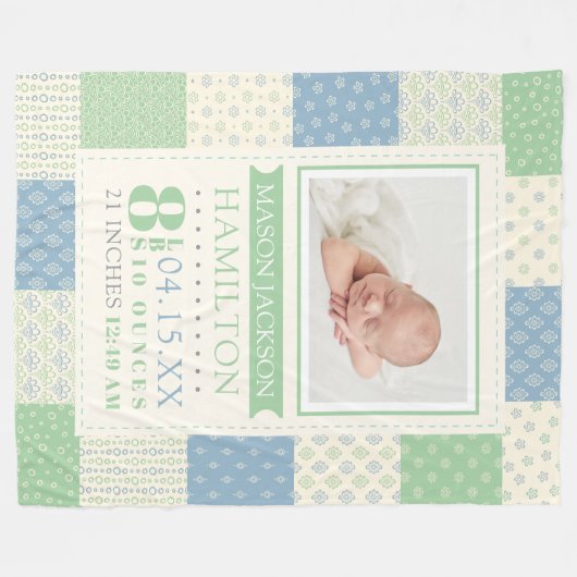 Geboorte Statistieken Foto Baby Fleece Deken (Voorkant (Horizontaal))