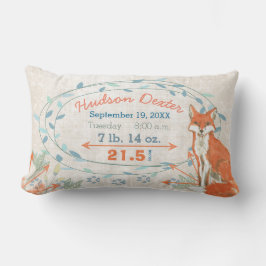 Geboorte Stats Baby Jongen Bos Creatures Fox Kussen