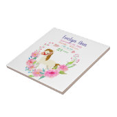 Geboorte Stats Baby Meisje Roze Paard Tegeltje (Zijkant)