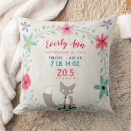 Geboorte Stats Baby Meisje Woodland Forest Creatur Kussen