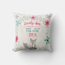 Geboorte Stats Baby Meisje Woodland Forest Creatur Kussen