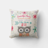 Geboorte Stats Baby Meisje Woodland Forest Creatur Kussen (Voorkant)