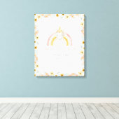 Geboorte Stats Magic Eenhoorn Baby Meisje Waterver Canvas Afdruk (Insitu (Houten vloer))