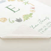 Geboorte Stats Monogram Krans Schattigee Dinosauru Sherpa Deken (3/4)