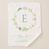 Geboorte Stats Monogram Krans Schattigee Dinosauru Sherpa Deken (Voorkant)