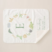 Geboorte Stats Monogram Krans Schattigee Dinosauru Sherpa Deken (Voorkant (horizontaal))