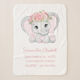 Geboorte Stats Roze Baby Olifant Baby Deken