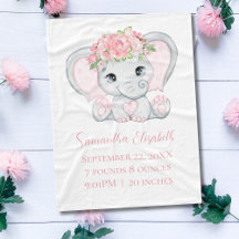 Geboorte Stats Roze Baby Olifant Meisje Baby