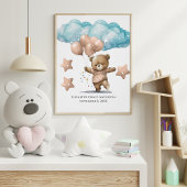 Geboorte Stats Roze Babybeer Wolken Kinderkamer Mu Perfect Poster