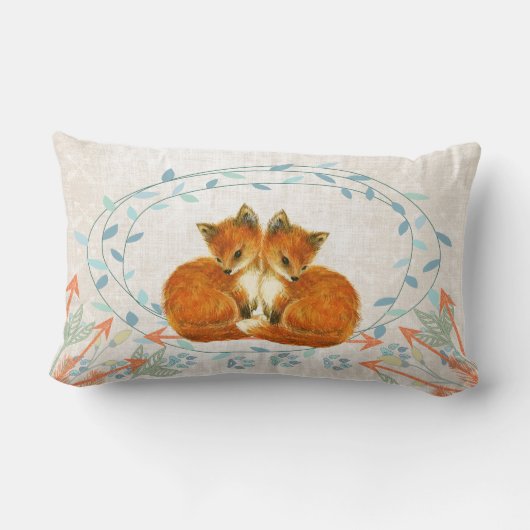 Geboorte Stats Twin Baby Boys Bos Creatures Fox Kussen (Achterkant)