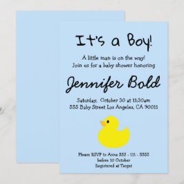 Geboorte Uitnodiging Gele Eend Jongen Baby Shower