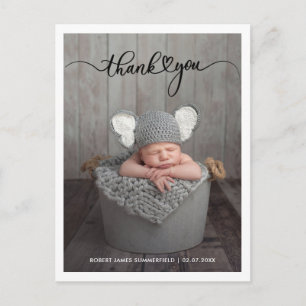 Geboorte van baby-fotoscript aankondigingskaart