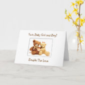 GEBOORTE VAN BABY MEISJE EN BABY JONGEN TWEELING KAART (Gele Bloem)