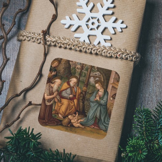 Geboorte van Christus Christelijke Kerst Vierkante Sticker
