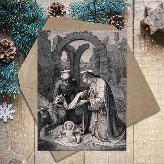 Geboorte van Christus Christelijke kerststal Feestdagenkaart