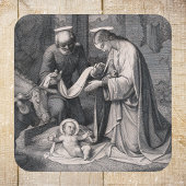 Geboorte van Christus Christelijke kerststal Vierkante Sticker