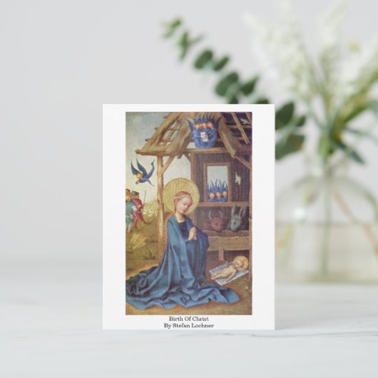geboorte van Christus door Stefan Lochner Briefkaart (Staand voorkant)