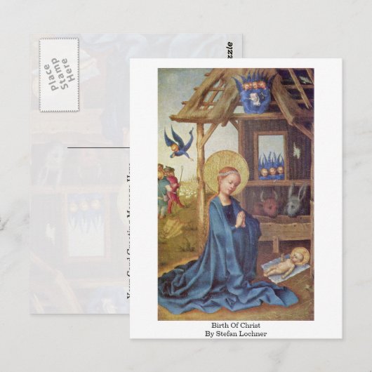 geboorte van Christus door Stefan Lochner Briefkaart (Voorkant / Achterkant)
