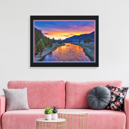 Geboorte van de zon op het rivierlandschap Canvas (Insitu (Woonkamer))