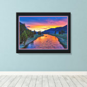 Geboorte van de zon op het rivierlandschap canvas  afdruk (Insitu (Houten vloer))