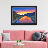 Geboorte van de zon op het rivierlandschap canvas  afdruk (Insitu (Woonkamer))