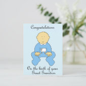 Geboorte van een kleinzoon Gefeliciteerd Briefkaart (Staand voorkant)