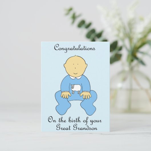 Geboorte van een kleinzoon Gefeliciteerd Briefkaart (Staand voorkant)