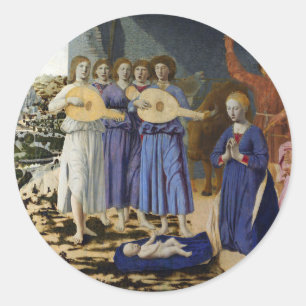 GEBOORTE VAN JESUS, ENGELEN door PIERO DELLA FRANC Ronde Sticker