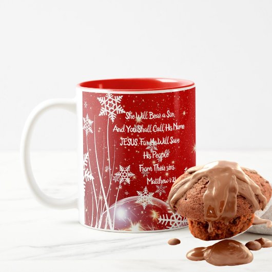 Geboorte van Jezus Kerstmis Rood/Wit Mok Kunst
