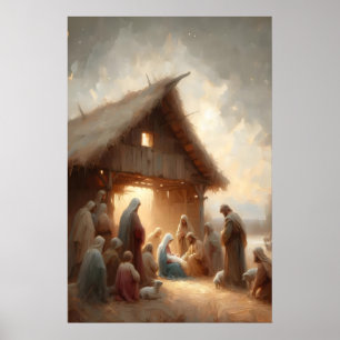 Geboorte van Jezus Kerststal Jezus is Geboren Chri Poster