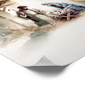 Geboorte van Jezus - Minimalistische Waterverf Poster (Hoek)