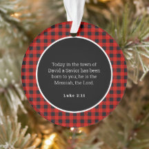 Geboorte van Jezus Rode Gingham Acryl Ornament
