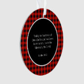 Geboorte van Jezus Rode Gingham Acryl Ornament (voorkant)