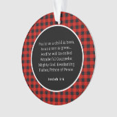 Geboorte van Jezus Rode Gingham Acryl Ornament (voorkant)