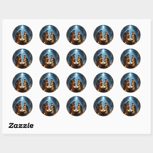Geboorte van Maria Jozef en Baby Jezus Ronde Sticker (Vel)