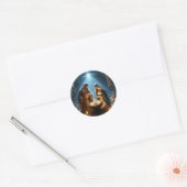 Geboorte van Maria Jozef en Baby Jezus Ronde Sticker (Envelop)