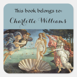 Geboorte van Venus door Sandro Botticelli boekenle Vierkante Sticker