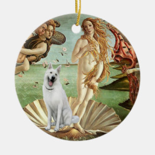 Geboorte van Venus-Witte Duitse Herder Keramisch Ornament