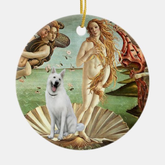 Geboorte van Venus-Witte Duitse Herder Keramisch Ornament (Voorkant)