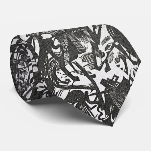 Geboorte van Wolven – Expressionistische Noir Stropdas (Opgerold)