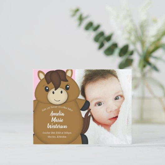 geboorteaangifte van het paard briefkaart (Staand voorkant)