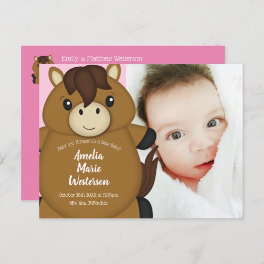 geboorteaangifte van het paard briefkaart (Voorkant / Achterkant)