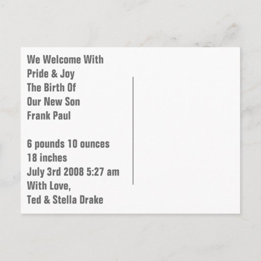  geboorteaankondiging 2 aankondigingskaart (Achterkant)